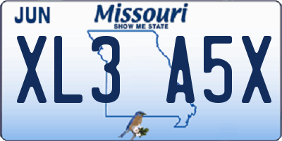 MO license plate XL3A5X