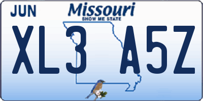 MO license plate XL3A5Z