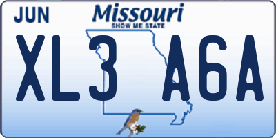 MO license plate XL3A6A
