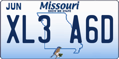 MO license plate XL3A6D