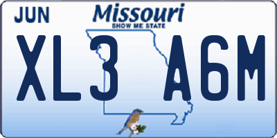 MO license plate XL3A6M