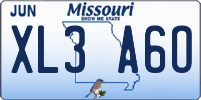 MO license plate XL3A6O