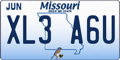 MO license plate XL3A6U