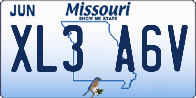 MO license plate XL3A6V