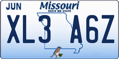 MO license plate XL3A6Z