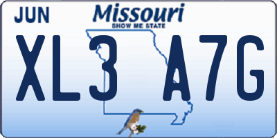 MO license plate XL3A7G