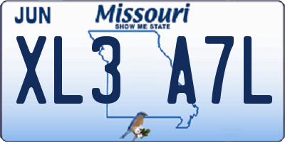 MO license plate XL3A7L