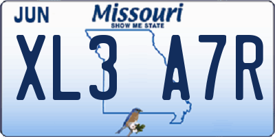 MO license plate XL3A7R