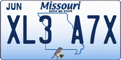 MO license plate XL3A7X