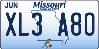 MO license plate XL3A8O