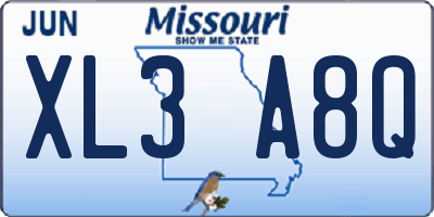 MO license plate XL3A8Q