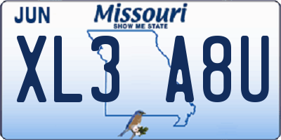 MO license plate XL3A8U