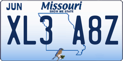 MO license plate XL3A8Z