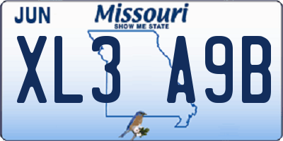 MO license plate XL3A9B