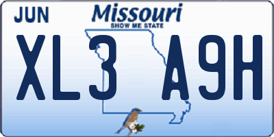 MO license plate XL3A9H