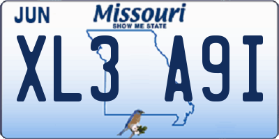 MO license plate XL3A9I