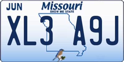 MO license plate XL3A9J