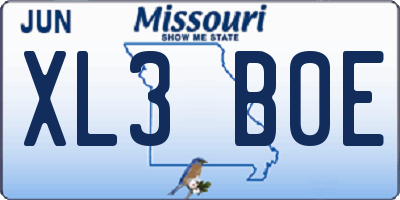 MO license plate XL3B0E