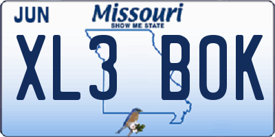 MO license plate XL3B0K