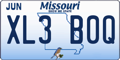 MO license plate XL3B0Q