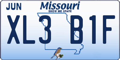 MO license plate XL3B1F