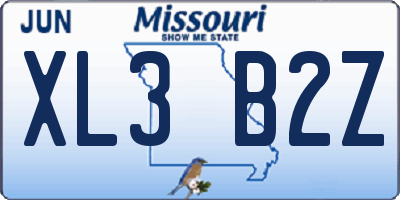 MO license plate XL3B2Z