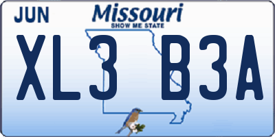 MO license plate XL3B3A