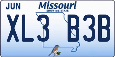 MO license plate XL3B3B