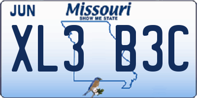 MO license plate XL3B3C