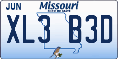 MO license plate XL3B3D