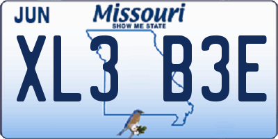 MO license plate XL3B3E