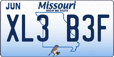 MO license plate XL3B3F