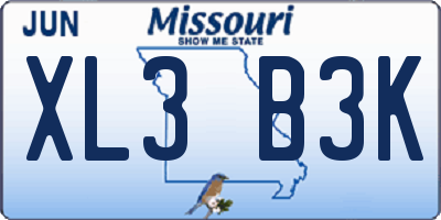 MO license plate XL3B3K