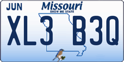 MO license plate XL3B3Q