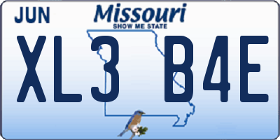 MO license plate XL3B4E