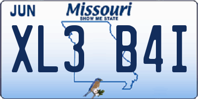 MO license plate XL3B4I