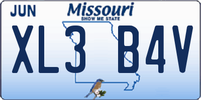 MO license plate XL3B4V