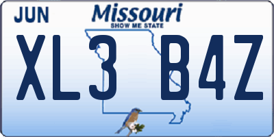 MO license plate XL3B4Z