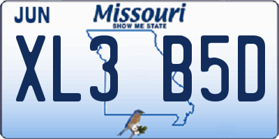 MO license plate XL3B5D