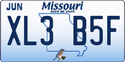 MO license plate XL3B5F
