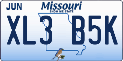 MO license plate XL3B5K