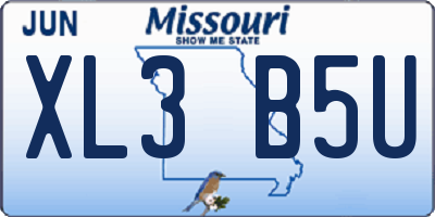 MO license plate XL3B5U