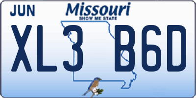 MO license plate XL3B6D