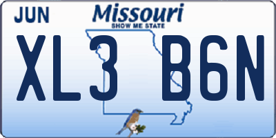 MO license plate XL3B6N