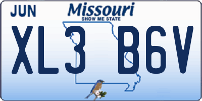 MO license plate XL3B6V