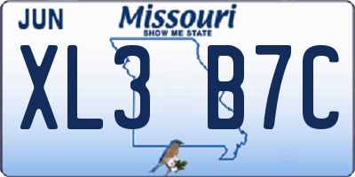 MO license plate XL3B7C