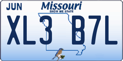 MO license plate XL3B7L