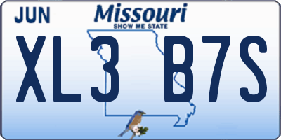MO license plate XL3B7S