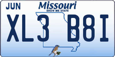 MO license plate XL3B8I