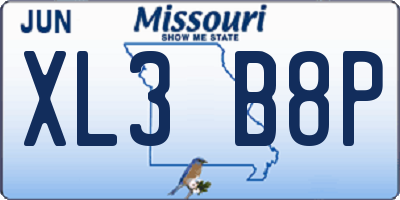 MO license plate XL3B8P